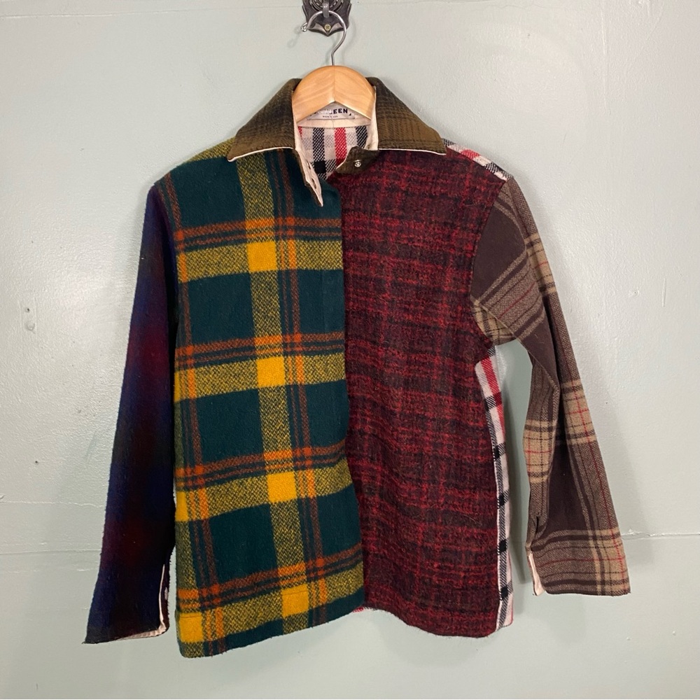 Carleen Admore Plaid Wool Jacket Patchwork Large … - image 2
